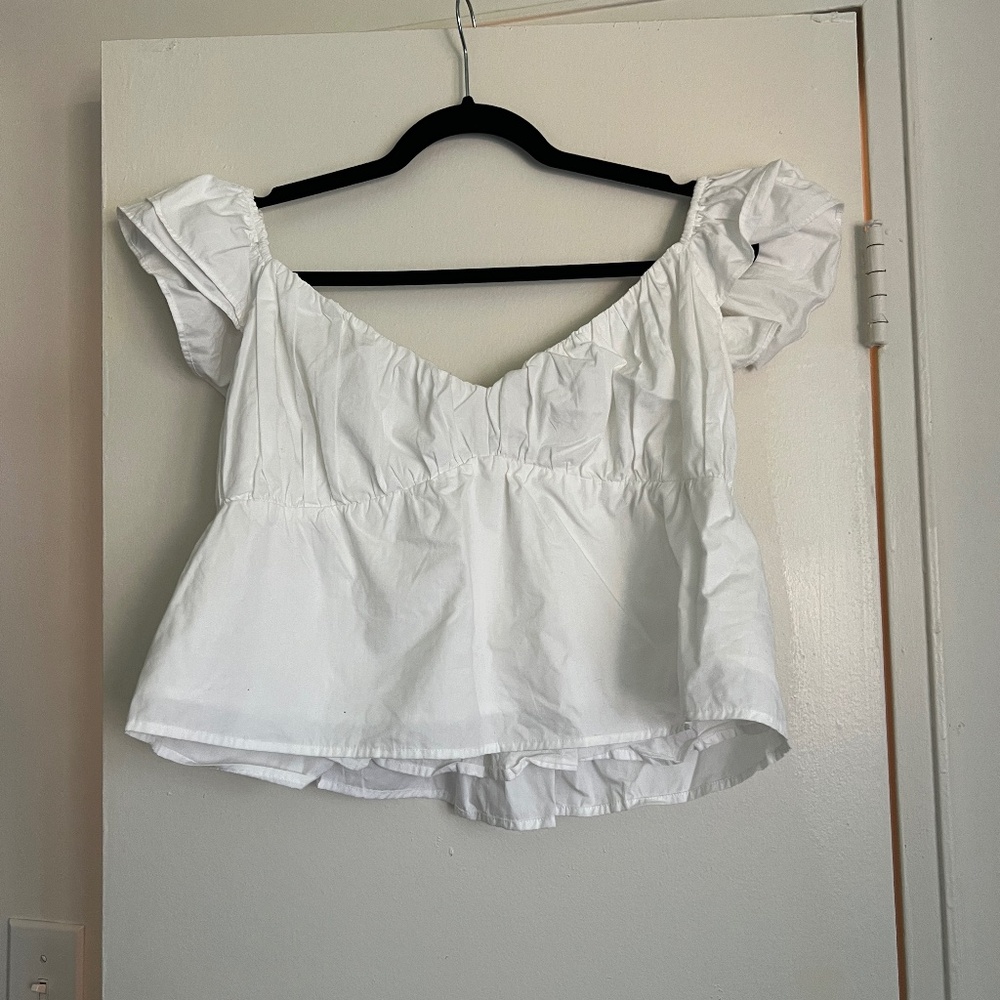 Abercrombie Off-the-Shoulder Baby Doll White Blouse